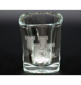 SHOT GLASS, SQUARE, ETCHED, UK