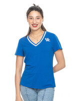 TEE, LADIES, SS, V NECK, ROYAL,UK