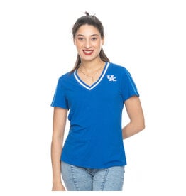 TEE, LADIES, SS, V NECK, ROYAL,UK