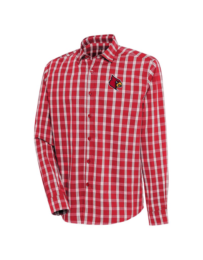 Antigua Group DRESS SHIRT, LS, CARRY, RED/WHT, UL
