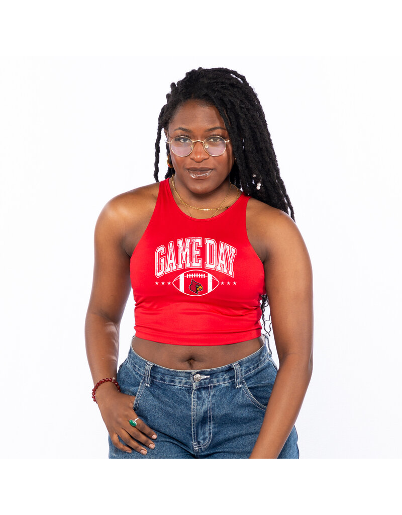 TANK, LADIES, CROP, FIRST DOWN, RED, UL