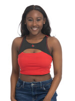 TANK, LADIES, PEEK A BOO BRA, RED/BLK, UL