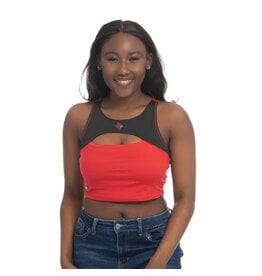 TANK, LADIES, PEEK A BOO BRA, RED/BLK, UL