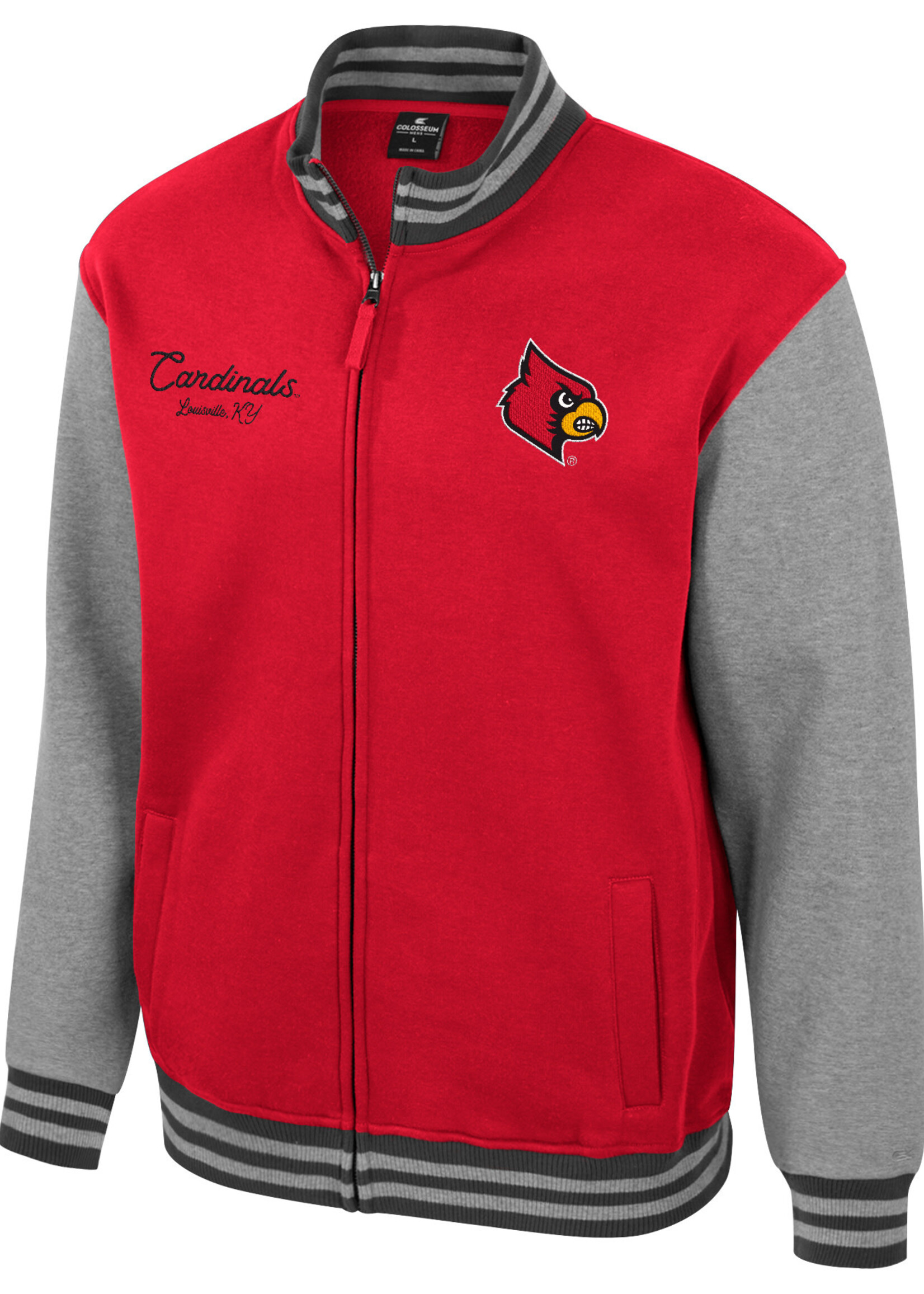 Colosseum Athletics JACKET, VARSITY, AMBI-TUNER, RED/GRAY, UL
