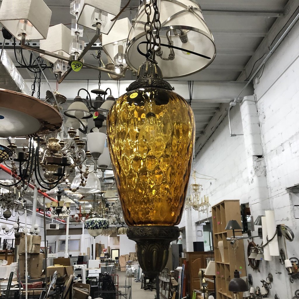 Vintage Orange Glass Pendant Light