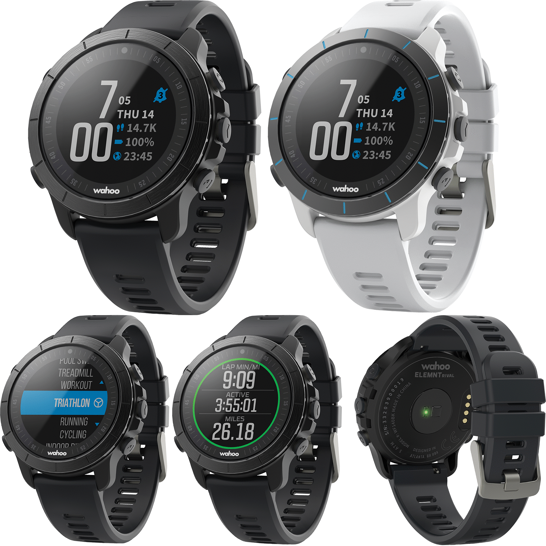 Wahoo Elemnt Rival Multisport GPS Watch Stealth Gry – Rock N' Road