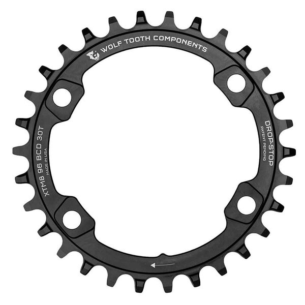 Wolf Tooth components, BCD 96mm XT M8000, Chainring, Teeth: 30, Speed: 9-12, BCD: 96, Bolts: 4, 7075 Aluminum, Black