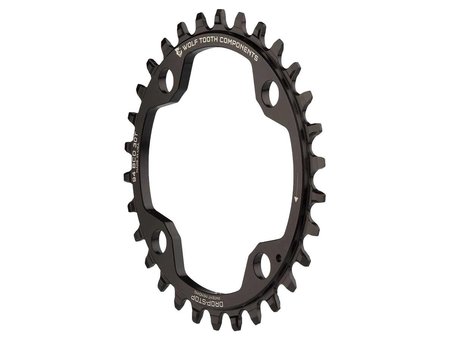 Wolf Tooth components, BCD 94mm SRAM, Chainring, Teeth: 30, Speed: 9-12, BCD: 94, Bolts: 4, Single, 7075-T6 Aluminum, Black