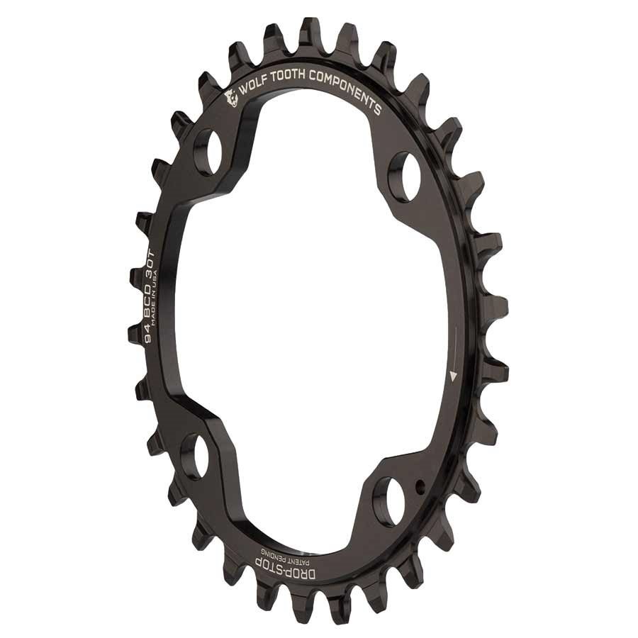 Wolf Tooth components, BCD 94mm SRAM, Chainring, Teeth: 30, Speed: 9-12, BCD: 94, Bolts: 4, Single, 7075-T6 Aluminum, Black
