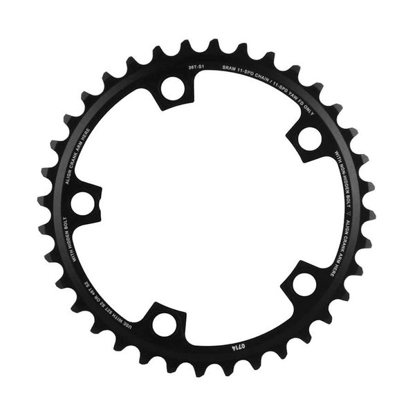 Sram  36D, 11vit, BCD: 110mm, 5 Boulons, Red XGlide, Plateau Interieur, Pour 36/46, Aluminium, Noir, 11.6218.010.009