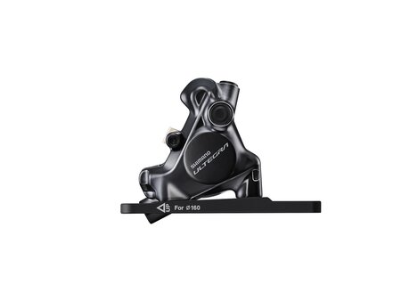 Shimano HYDRAULIC DISC BRAKE, BR-R8170, ULTEGRA, FRONT, FLAT MOUNT, W/BRACKET FOR 140/160MM ROTOR (ASSEMBLED FOR 160), W/L03A RESIN PAD (W/FIN)