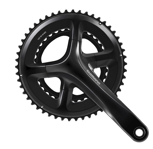Shimano FRONT CHAINWHEEL, FC-RS520, FOR REAR 12-SPEED, 2-PCS FC, 170MM, 50-34T W/O CG, W/O BB PARTS, BLACK