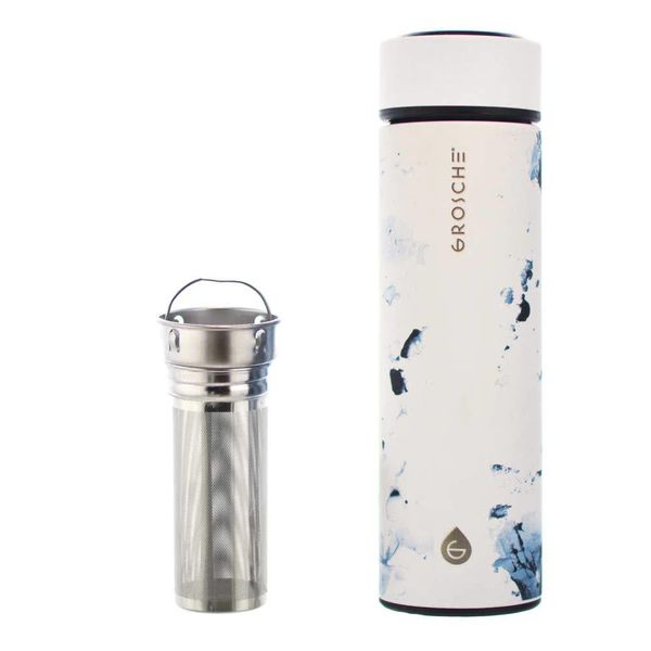 Grosche "Chicago" White Marble Tea Infuser Travel Mug