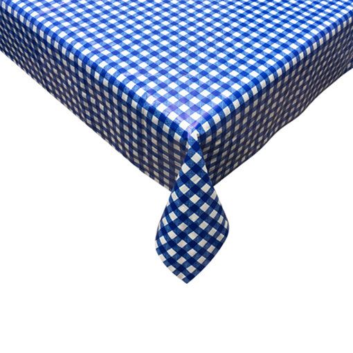 TEXSTYLES Vinyl Tablecloth 60" x 84" "Gingham", Blue