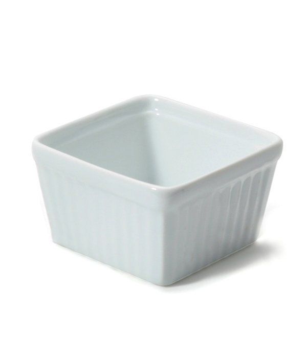 BIA Cordon Bleu Ramekin, 8oz / 225ml, square, white, porcelain. Oven, microwave & dishwasher safe.