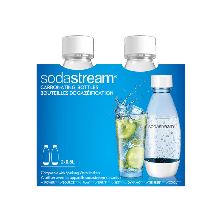 0.5 Liter Carbonating White Bottles Twin Pack - SodaStream