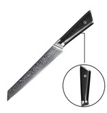 Senshi Couteau à pain 67 couches 20cm en acier damassé Senshi