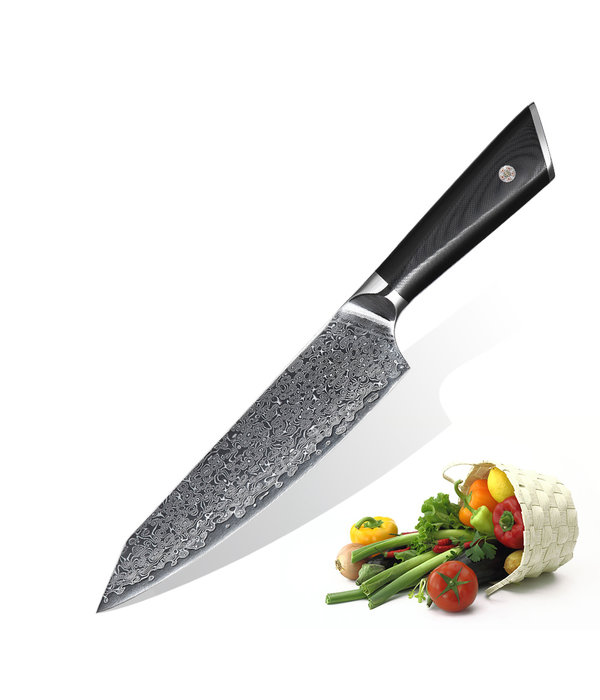 SHAN ZU couteau Nakiri 6.5 '', lame tranchante en acier damas à 67