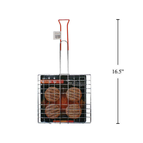 Mini panier à hamburgers BBQ à 4 sections, 16,5 "L, matériau chromé