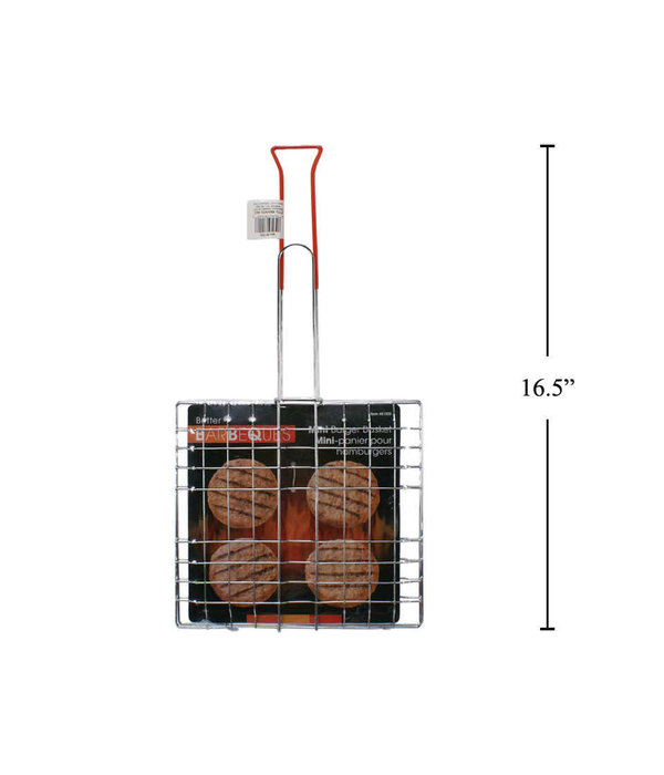 BBQ 4-Section Mini Burger Basket, 16.5"L, Chrome Material