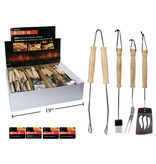 BBQ Wooden Handle Grill Tools, assortment of 4