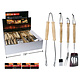 Outils de barbecue à poignee en bois, assortiment de 4