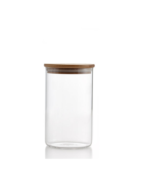 Pot en verre avec couvercle en bambou 1L