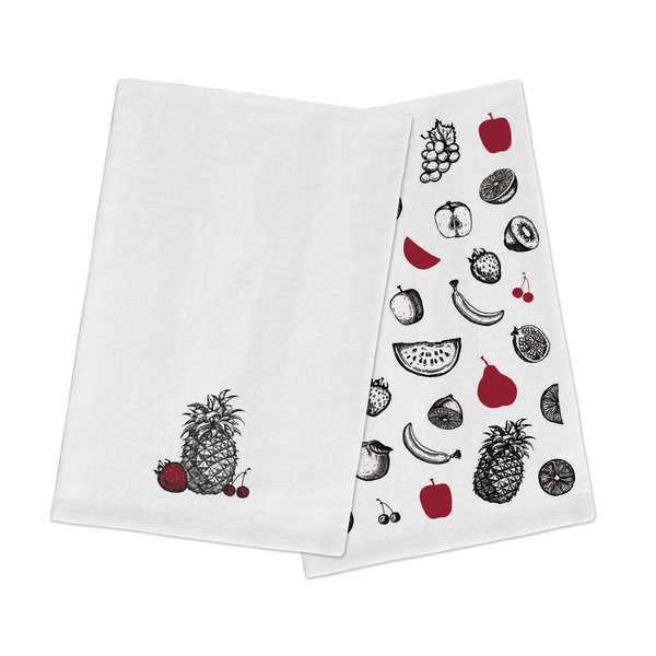 FLOUR SACK Dish towels "Fruits" 51x71cm, SET OF 2