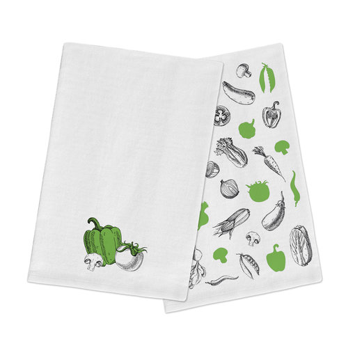 FLOUR SACK Dish towels "Vegetables" 51x71cm, SET OF 2