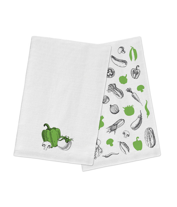 FLOUR SACK Dish towels "Vegetables" 51x71cm, SET OF 2