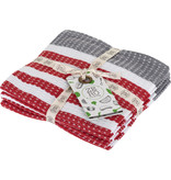 Dish cloth 100% cotton, 36 x 36cm, set of 4, red