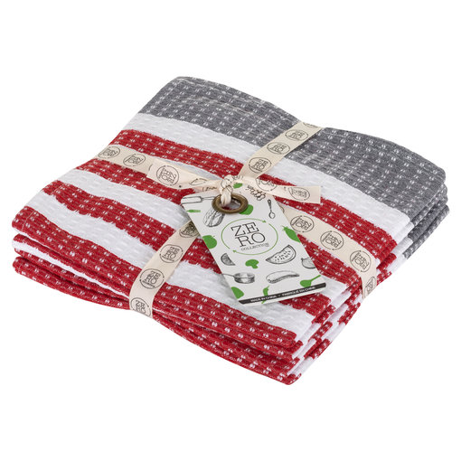 Dish cloth 100% cotton, 36 x 36cm, set of 4, red