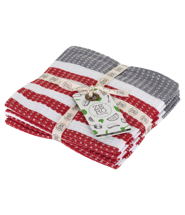 Dish cloth 100% cotton, 36 x 36cm, set of 4, red