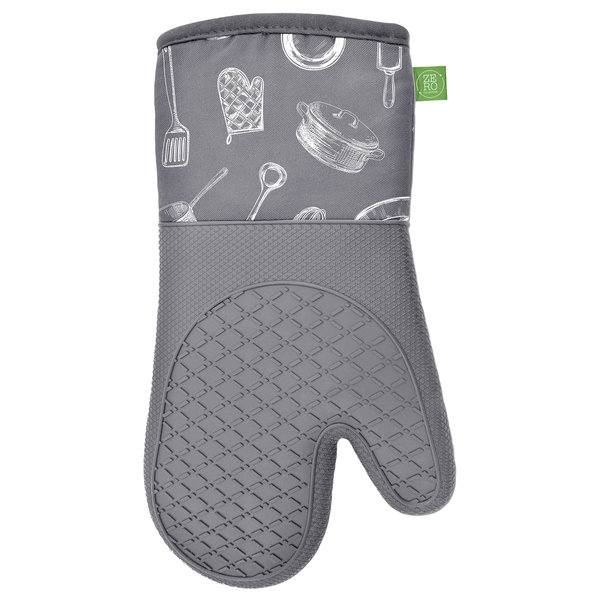 silicone&cotton grey oven mitts 13", set of 2