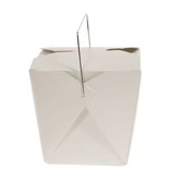 WHITE CHINESE BOX WITH METAL HANDLE, 32OZ
