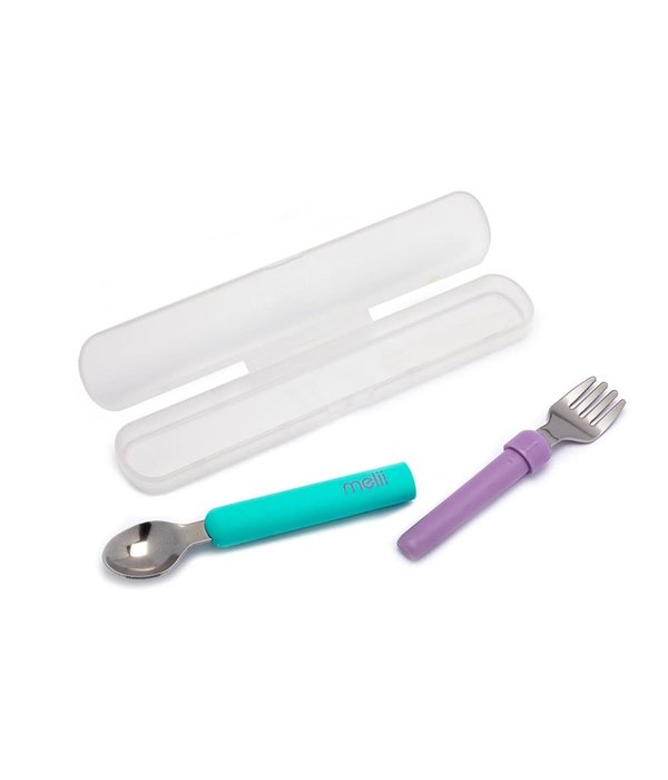 Melii Melii Detachable Spoon and Fork with Carrying Case, blue