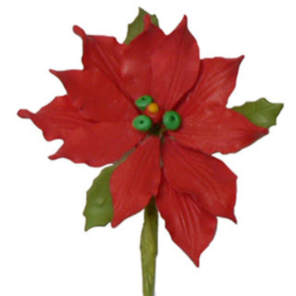 FLEUR EN PASTILLAGE - PETIT POINSETTIA ROUGE