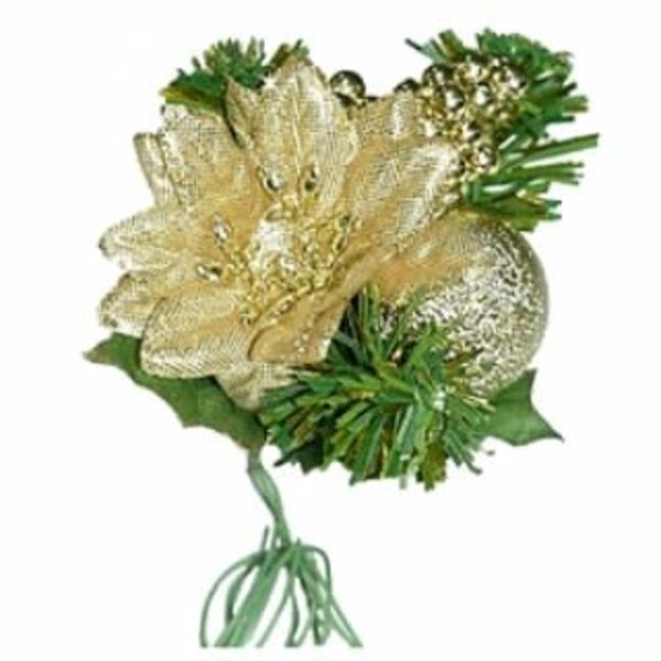 FIR TREE WITH GOLDEN FLOWER & ORNAMENTS