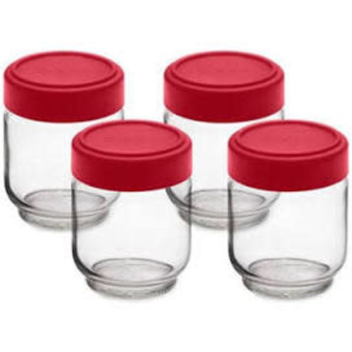Cuisipro Pots en verre hermétiques Cuisipro - rouge (ens. de 4)