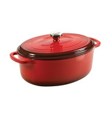 Lodge Lodge 7 Quart Oval Red Enameled Cast Iron Dutch Oven