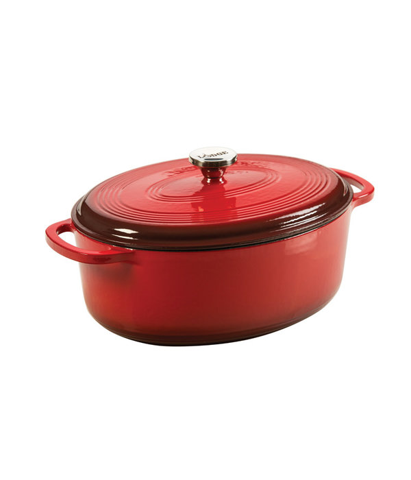 Lodge 7 Quart Enameled Cast Iron Oval Dutch Oven Red