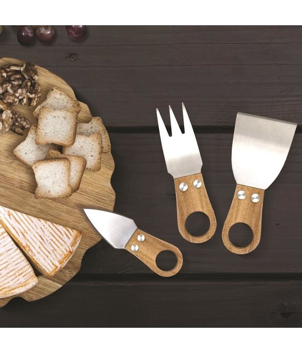 Ensemble de 3 couteaux à fromage acacia Alpin de Natural Living - Ares  Accessoires de cuisine