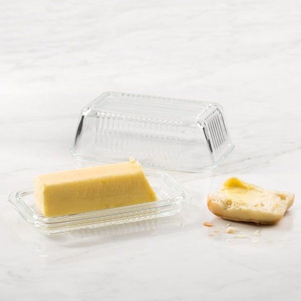 Trudeau LINEA GLASS BUTTER DISH W/LID - GIFT BOX