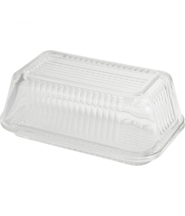 Trudeau Trudeau LINEA GLASS BUTTER DISH W/LID - GIFT BOX