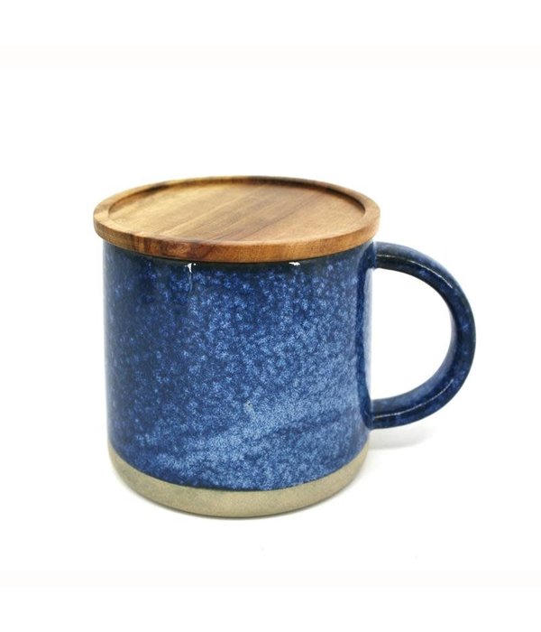 Brasserie Blue-Banded Porcelain Coffee Mugs