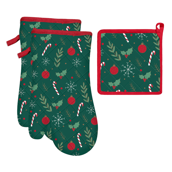 Safdie Holiday Printed 3 Piece Set 'Festive Ornaments'