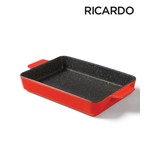 Ricardo Plat à four en céramique rouge 33 x 24 cm de Ricardo