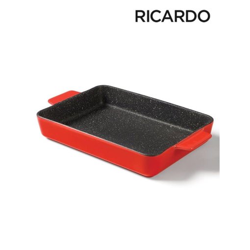 Ricardo Plat à four en céramique rouge 33 x 24 cm de Ricardo