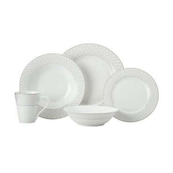 MAXWELL & WILLIAMS "JEWEL RIM" DINNER SET 20PC GREY