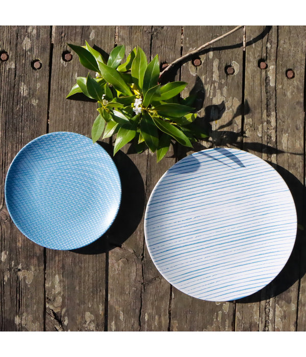 Mesa "Pedro Blue" Service de Vaisselle en Grès 12 Pièces, 4 Couverts